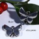 2 Connecteurs  acier inoxydable papillon  argent mat  16x19mm