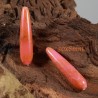 2 perles de jade goutte rose pâle marbré doré 30x8mm