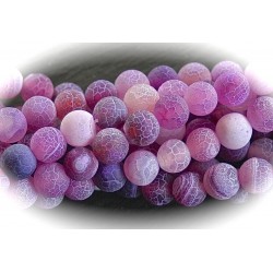 X10perles d'agates givrée craquelées lilas  clair 6mm