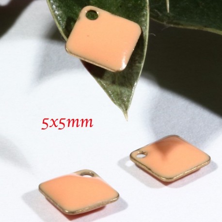 5 sequins  losange émaillé  crème laiton  5x5mm