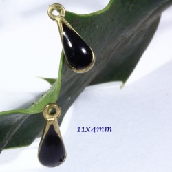 10 sequins gouttes noir  émaillé laiton 11x4mm