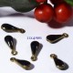 10 sequins gouttes noir  émaillé laiton 11x4mm