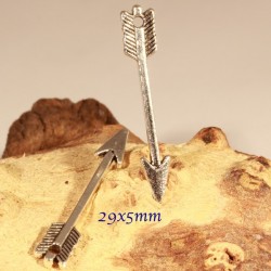 10 breloques flèche métal argenté diametre29x5mm