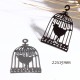 6 estampes pendentif  cage à oiseaux et son oiseau acier argenté 22x15mm