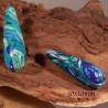 2 jades goutte bleu enrubannée turquoise  et bleu nuit  longueur 30x10mm
