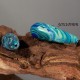 2 jades goutte bleu enrubannée turquoise  et bleu nuit  longueur 30x10mm