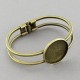 1 support bracelet double jonc rigide  bronze  +cabochon verre 25mm