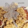 2 estampes pendentif fleur  acier inoxydable  trèfle 4 feuilles argenté 45x31mmmm