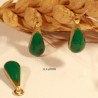 10 sequins gouttes vert émaillés laiton 11x4mm