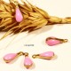 10 sequins  émaillés goutte rose  laiton 11x4mm