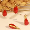 10 sequins  émaillés goutte rouge laiton 11x4mm