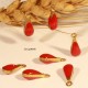 10 sequins  émaillés goutte rouge laiton 11x4mm