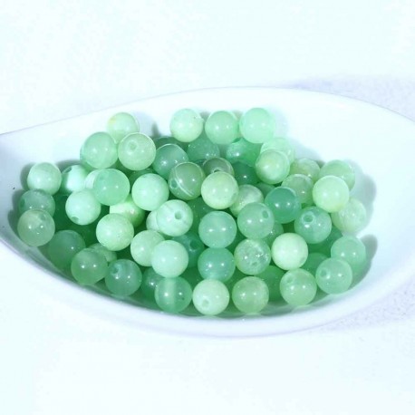 6mm: 10 perles pierre  jade naturelle teintée ronde vert d'eau