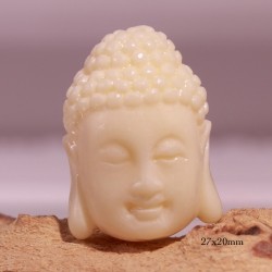4 perles  têtes de bouddha crème chair  27x20mm