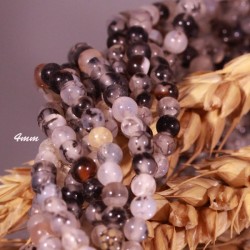 20 perles agate ronde "veines de dragons "noir et blanc 4mm