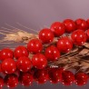 10 perles pierre jade   rouge veiné noir  12mm