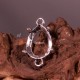 6 supports connecteur cabochon griffes  goutte argent mat 13x18mm