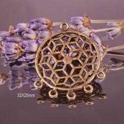 4 connecteurs " attrape rêve " bronze multi attache  32x25mm