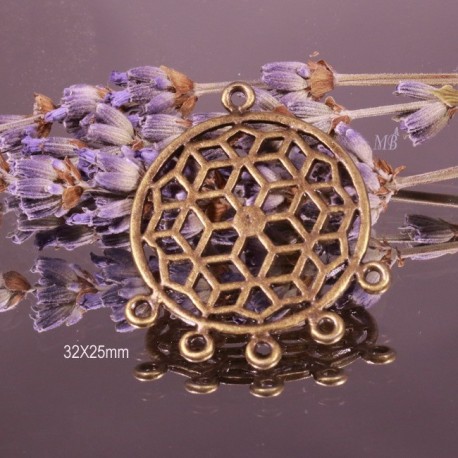 4 connecteurs " attrape rêve " bronze multi attache  32x25mm
