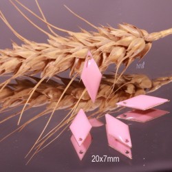 4 sequins  losange émaillé rose laiton 20x7mm