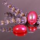 1 cabochon ovale verre 18x13 mm AB rouge/doré fond plat