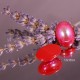 1 cabochon ovale verre 18x13 mm AB rouge/doré fond plat