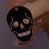 4 estampes pendentif  acier inoxydable "tête de mort  souriant " argenté 27x19mm
