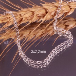 1mètre (572) chaine maillon de torsion argenté en alliage 3x2,2mm