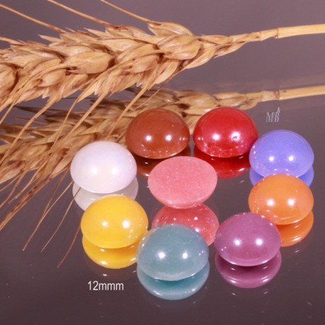 10 cabochons multicolore verre nacré 11/12mm