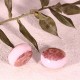 2 perles verre TCHEQUE rondelle Picasso facette opaque rosalin opal  14mm