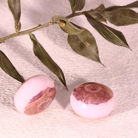 2 perles verre TCHEQUE rondelle Picasso facette opaque rosalin opal  14mm