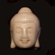 2 perles têtes  de bouddha en Howlite  teintée blanc crème  en relief 29x20mm