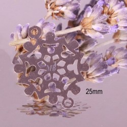 6 estampes acier inoxydable flocon de neige argenté 25 mm