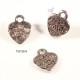 20 breloques pampille "made with love "coeur argenté  15x12mm