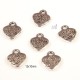 20 breloques pampille "made with love "coeur argenté  15x12mm
