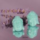 4 perles  têtes de bouddha vert lagon 26x17mm