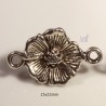 10 connecteurs fleur relief pistil couleur argent 25x15mm