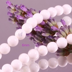 20 perles pierre  jade blanc opaque  6mm rondes