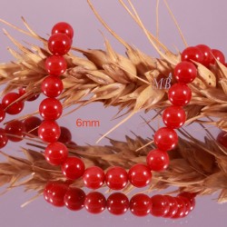 20 perles pierre jade rouge vif  ronde opaque 6mm