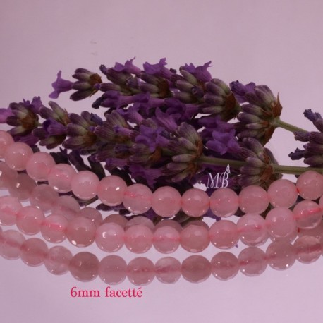 x10 pierres de  perles de quartz rose facetté 6mm