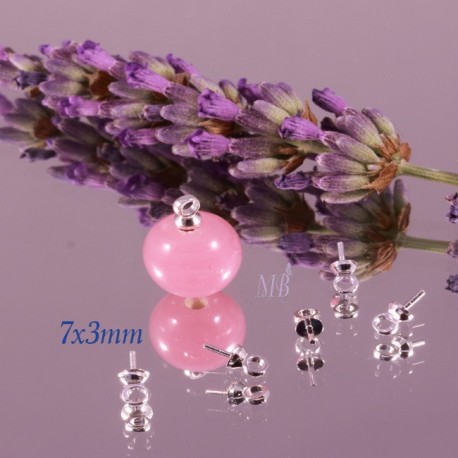 10 bélières calotte laiton couleur argenté vif  7x3mm