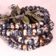 10perles de jade océanique  8x5mm bleu d'encre/rouille marbré blanc