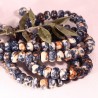 10perles de jade océanique  8x5mm bleu d'encre/rouille marbré blanc