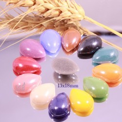 10 cabochons goutte multicolore verre nacré fond plat diamètre 18x13mm