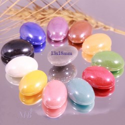 10 cabochons multicolore verre nacré fond plat diamètre 18x13mm