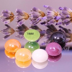 10 cabochons multicolore verre nacré fond plat diamètre 7/8MM