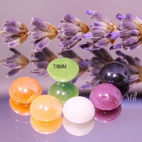 10 cabochons multicolore verre nacré fond plat diamètre 7/8MM