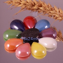 10 cabochons goutte multicolore verre nacré 18x24mm