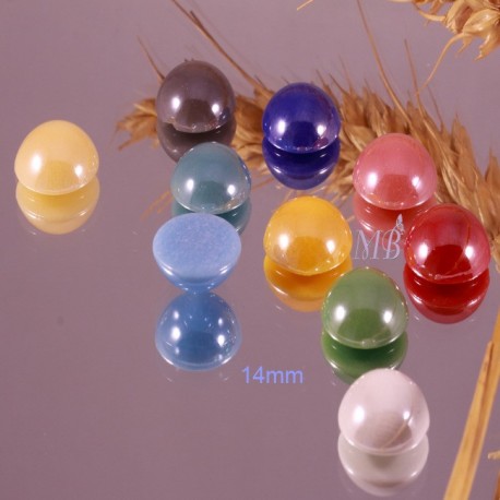 lot de 10 cabochons multicolore verre nacré 14mm