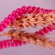 5 perles de  jade naturels  bouliers lisse teintées rose fuchsia 12mm